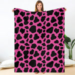 Black And Hot Pink Cow Print Blanket