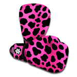 Black And Hot Pink Cow Print Boxing Gloves