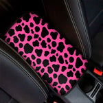 Black And Hot Pink Cow Print Car Center Console Cover