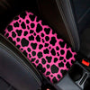 Black And Hot Pink Cow Print Car Center Console Cover