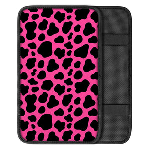 Black And Hot Pink Cow Print Car Center Console Cover