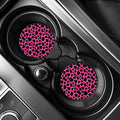 Black And Hot Pink Cow Print Car Coasters