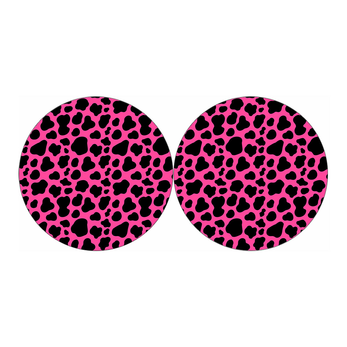 Black And Hot Pink Cow Print Car Coasters
