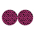 Black And Hot Pink Cow Print Car Coasters
