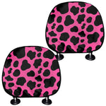 Black And Hot Pink Cow Print Car Headrest Covers