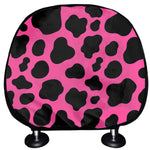 Black And Hot Pink Cow Print Car Headrest Covers