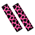 Black And Hot Pink Cow Print Car Seat Belt Covers