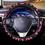 Black And Hot Pink Cow Print Car Steering Wheel Cover