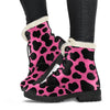 Black And Hot Pink Cow Print Comfy Boots GearFrost