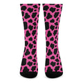 Black And Hot Pink Cow Print Crew Socks