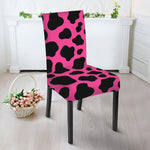 Black And Hot Pink Cow Print Dining Chair Slipcover
