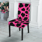 Black And Hot Pink Cow Print Dining Chair Slipcover