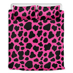 Black And Hot Pink Cow Print Duvet Cover Bedding Set