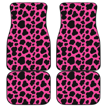 Black And Hot Pink Cow Print Front and Back Car Floor Mats