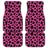 Black And Hot Pink Cow Print Front and Back Car Floor Mats