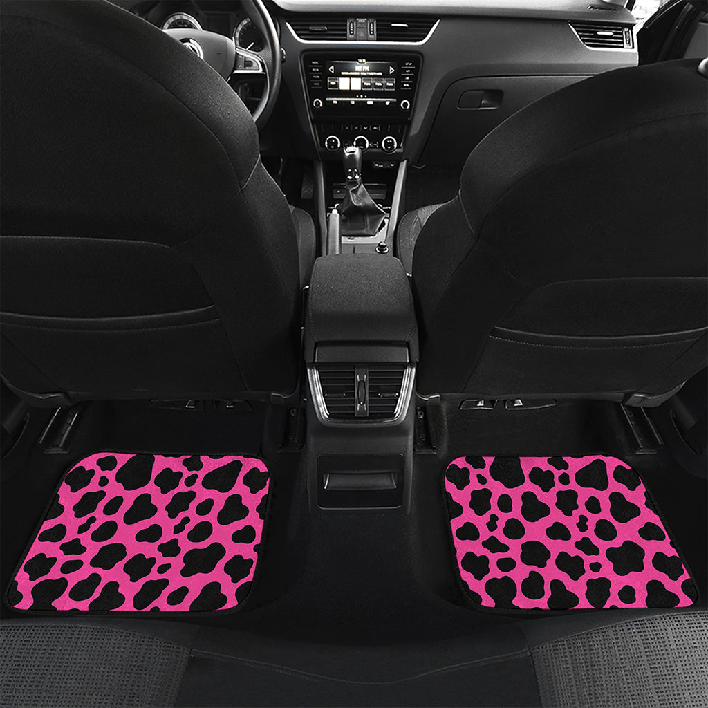 Black And Hot Pink Cow Print Front and Back Car Floor Mats