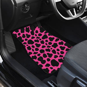 Black And Hot Pink Cow Print Front and Back Car Floor Mats