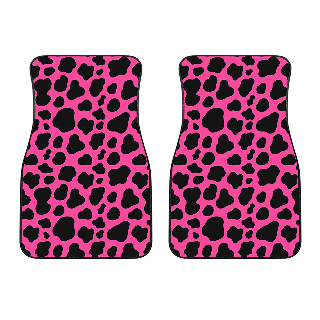 Black And Hot Pink Cow Print Front Car Floor Mats