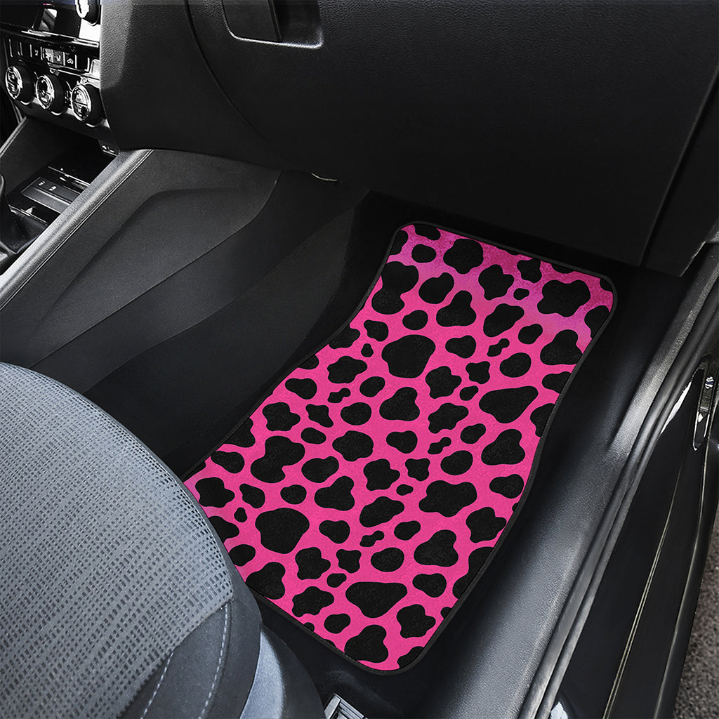 Black And Hot Pink Cow Print Front Car Floor Mats