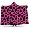 Black And Hot Pink Cow Print Hooded Blanket