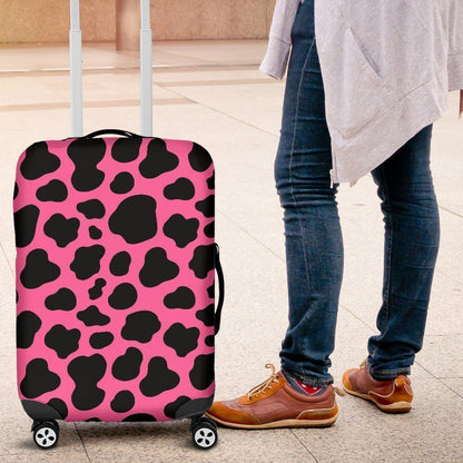 Black And Hot Pink Cow Print Luggage Cover GearFrost