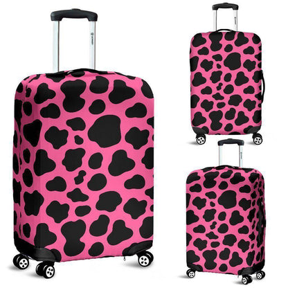 Black And Hot Pink Cow Print Luggage Cover GearFrost