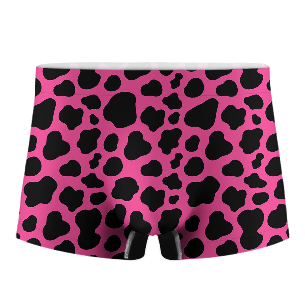 Black And Hot Pink Cow Print Men's Boxer Briefs