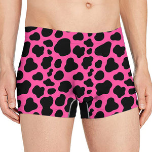 Black And Hot Pink Cow Print Men's Boxer Briefs