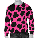 Black And Hot Pink Cow Print Men's Crewneck Sweatshirt GearFrost