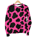 Black And Hot Pink Cow Print Men's Crewneck Sweatshirt