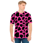 Black And Hot Pink Cow Print Men's T-Shirt