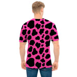 Black And Hot Pink Cow Print Men's T-Shirt
