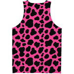 Black And Hot Pink Cow Print Men's Tank Top