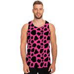 Black And Hot Pink Cow Print Men's Tank Top