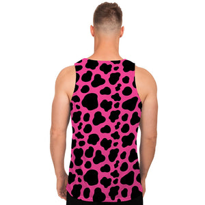 Black And Hot Pink Cow Print Men's Tank Top