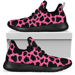 Black And Hot Pink Cow Print Mesh Knit Shoes GearFrost