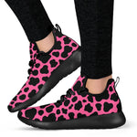 Black And Hot Pink Cow Print Mesh Knit Shoes GearFrost