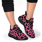 Black And Hot Pink Cow Print Mesh Knit Shoes GearFrost