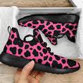 Black And Hot Pink Cow Print Mesh Knit Shoes