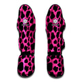 Black And Hot Pink Cow Print Muay Thai Shin Guards