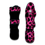 Black And Hot Pink Cow Print Muay Thai Shin Guard