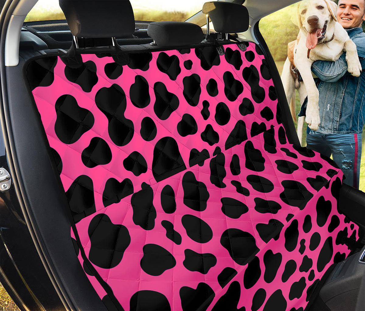 Black And Hot Pink Cow Print Pet Car Back Seat Cover