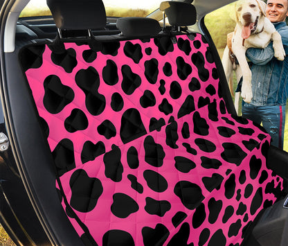 Black And Hot Pink Cow Print Pet Car Back Seat Cover