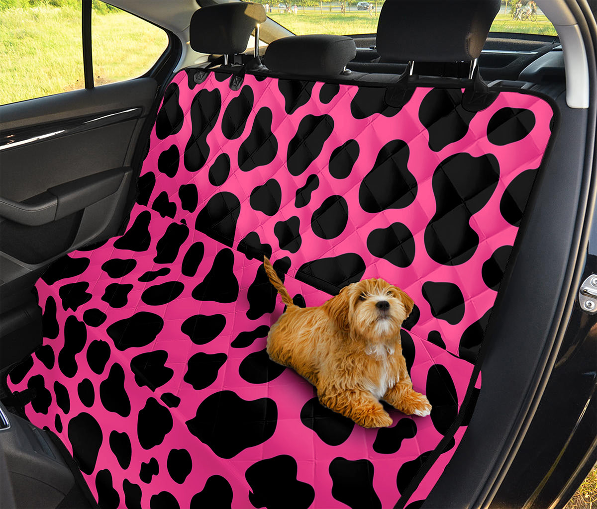 Black And Hot Pink Cow Print Pet Car Back Seat Cover