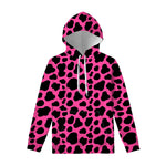 Black And Hot Pink Cow Print Pullover Hoodie