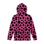 Black And Hot Pink Cow Print Pullover Hoodie