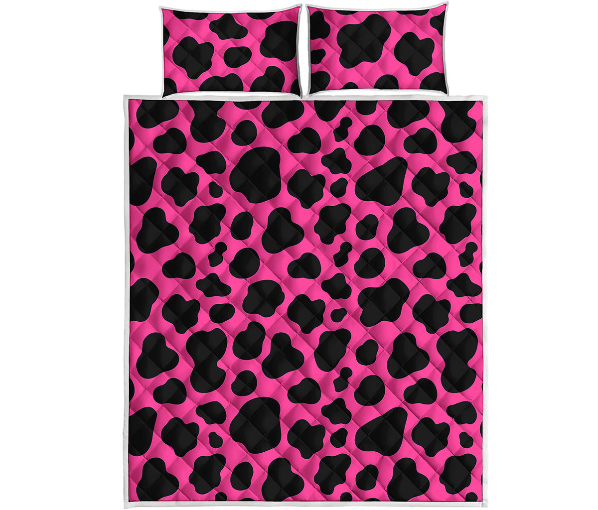 Black And Hot Pink Cow Print Quilt Bed Set – GearFrost