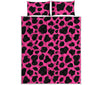 Black And Hot Pink Cow Print Quilt Bed Set