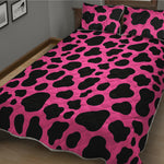 Black And Hot Pink Cow Print Quilt Bed Set