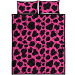 Black And Hot Pink Cow Print Quilt Bed Set